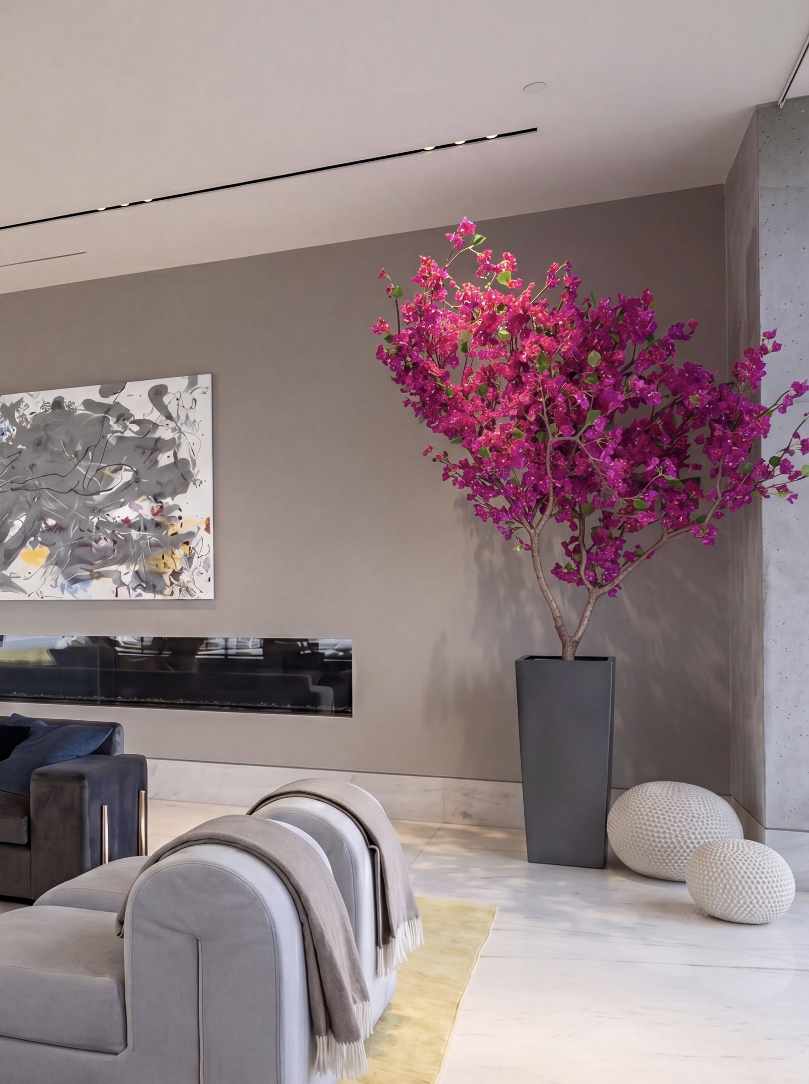 A full-scale cherry blossom tree as the centrepiece of a luxury atrium